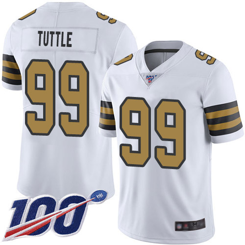 Men New Orleans Saints Limited White Men Shy Tuttle Jersey NFL Football 99 100th Season Rush Vapor Untouchable Jersey